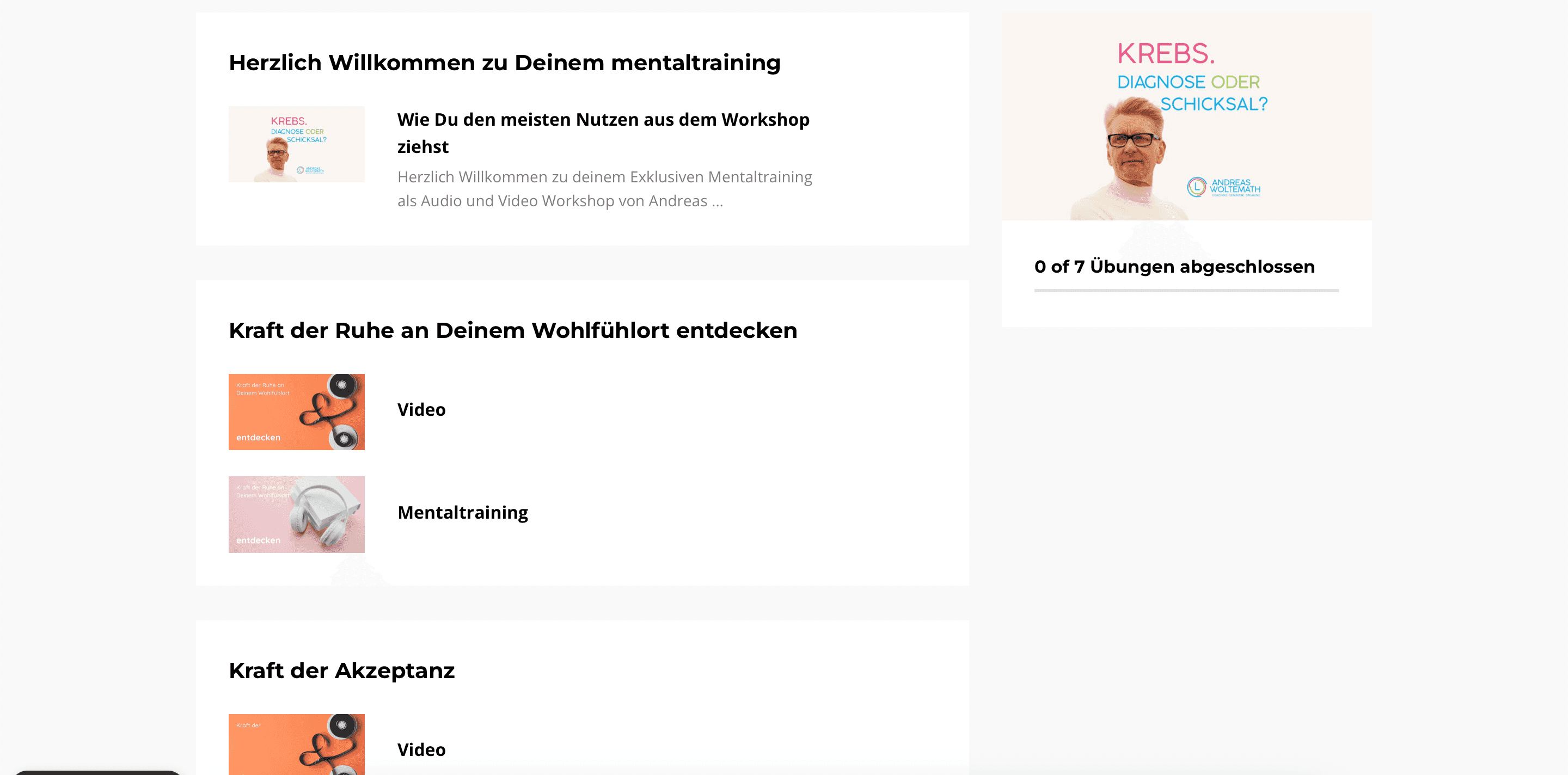 Screenshot der Webapp für die Coachings